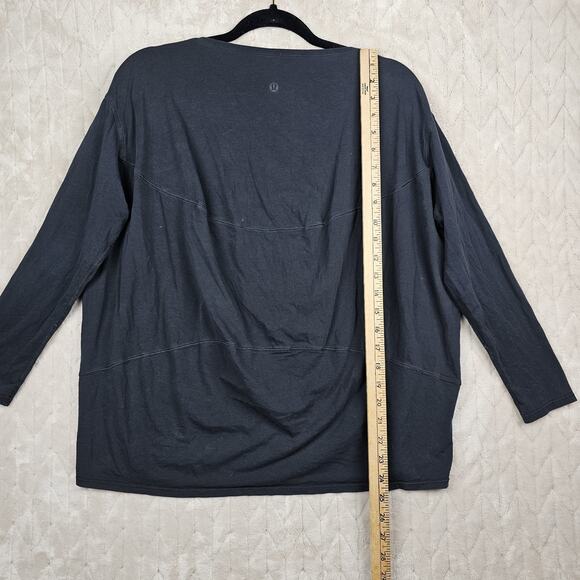 Lululemon Back In Action Shirt 8 Cotton Athleisure Gym Workout Breathable Black - Picture 5 of 6